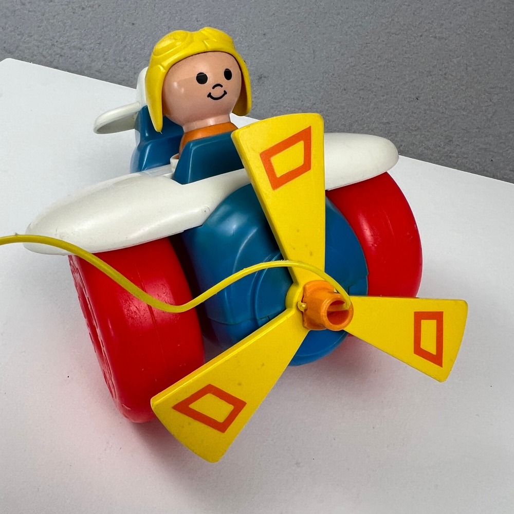 Vintage Fisher-Price Pull Toy Airplane1980 Spinning Propeller Toddler Child Fun